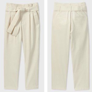 A New Day Cream Tie Waist Paper Bag Pants 12